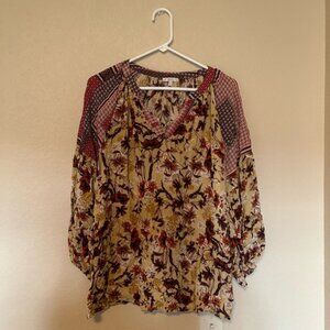 JODIFL Multicolor Floral Fall Blouse Top Flowy
